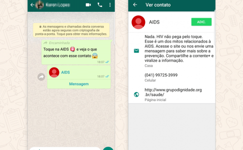 Através de corrente, campanha usa o WhatsApp para informar sobre prevenção da AIDS