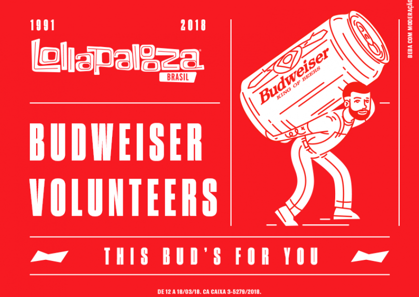 Participe do Bud Volunteers e tenha a chance de ser voluntário e estar no backstage do Lollapalooza 2018!    